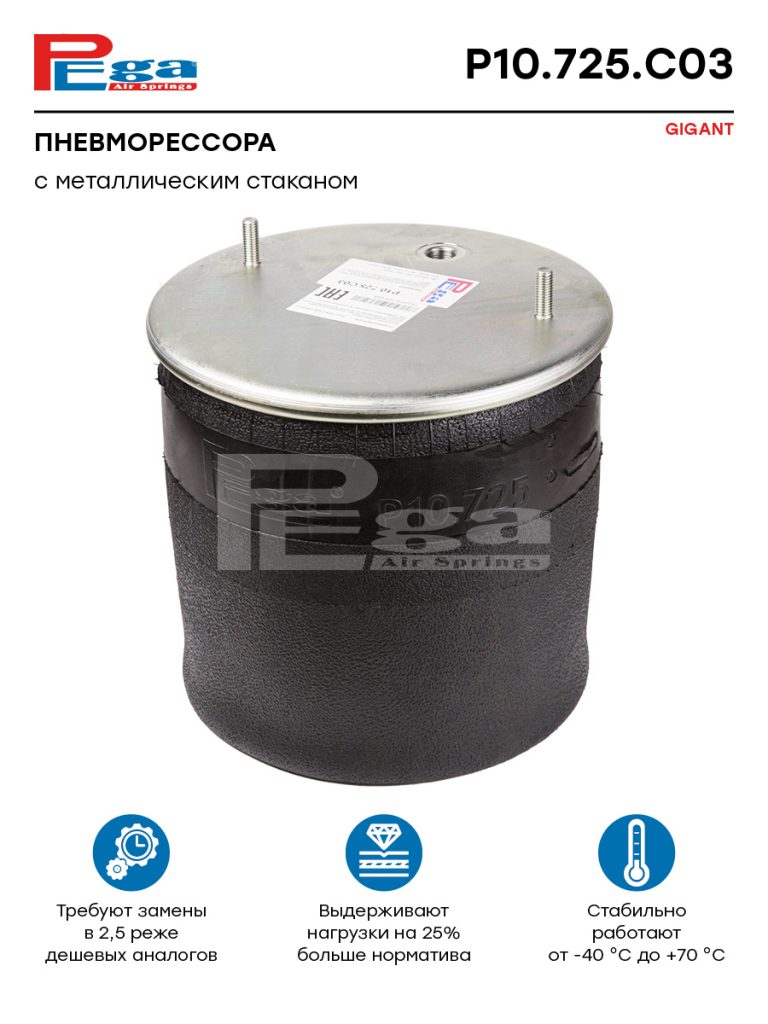 Пневморессора GIGANT со стальным стаканом P10.725.C03